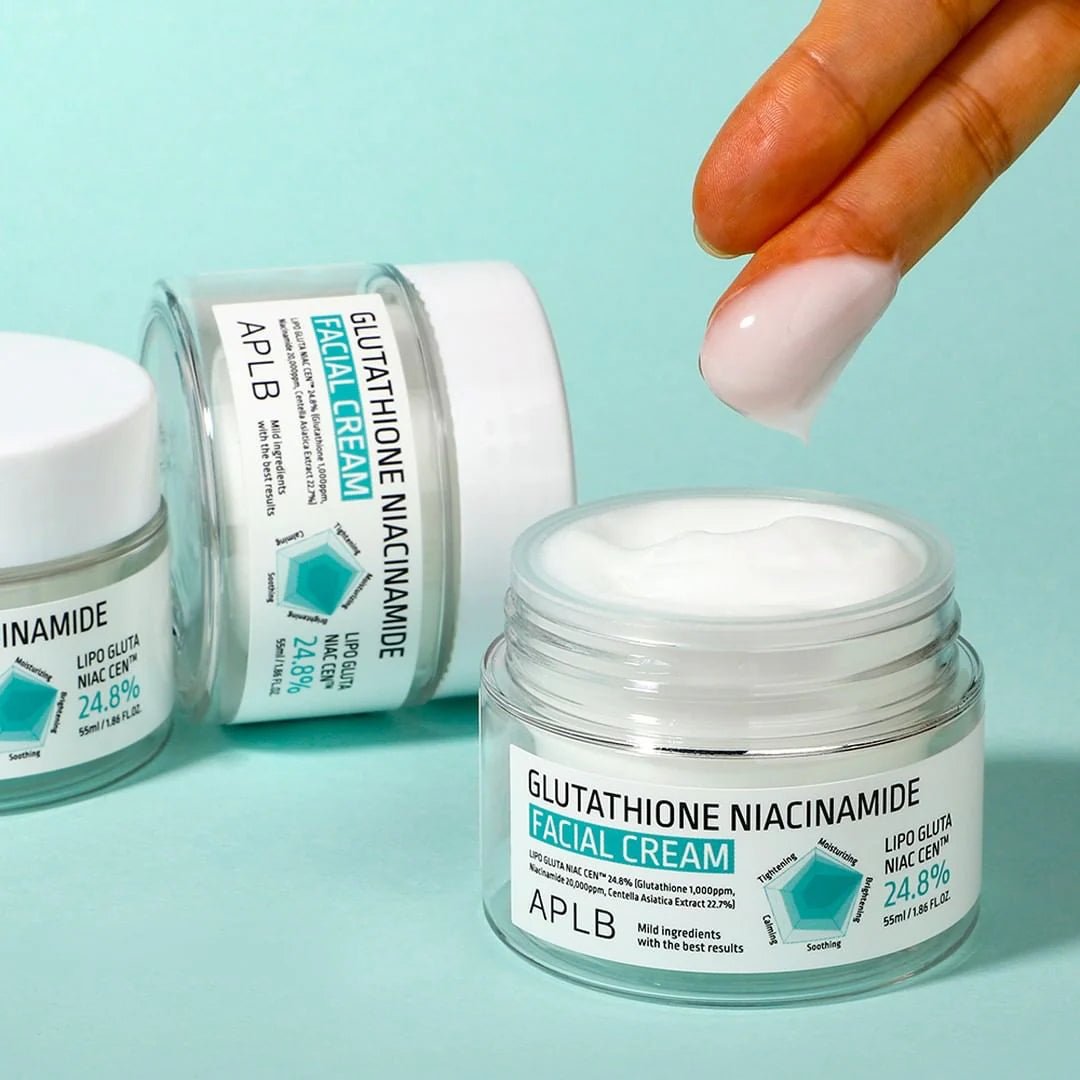aplb glutathione niacinamide facial cream ingredients inflammatory and antioxidant properties. APLB Glutathione Niacinamide Facial Cream
